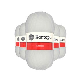 Kartopu K010 Beyaz 5 Adet Kristal Çift Katlı El Örgü Lif İpi