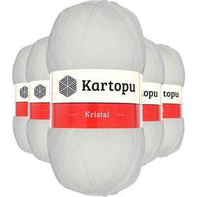 Kartopu K010 Beyaz 5 Adet Kristal Çift Katlı El Örgü Lif İpi