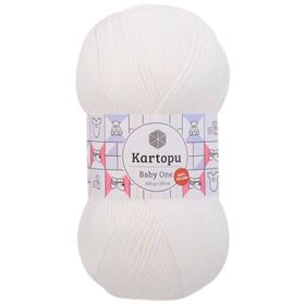 Kartopu K010 Kar Beyaz Baby One Tüylenmeyen El Örgü İpi Yünü