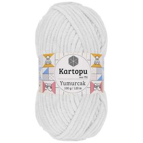 Kartopu K010 Kar Beyaz Yumurcak Kadife El Örgü İpi