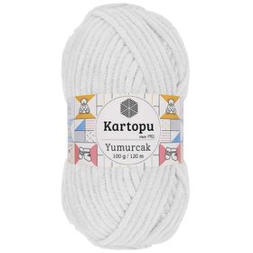 Kartopu K010 Kar Beyaz Yumurcak Kadife El Örgü İpi