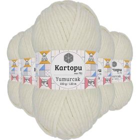 Kartopu K011 Kırık Beyaz Yumurcak Kadife 5 Adet El Örgü İpi