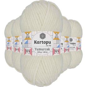 Kartopu K011 Kırık Beyaz Yumurcak Kadife 5 Adet El Örgü İpi