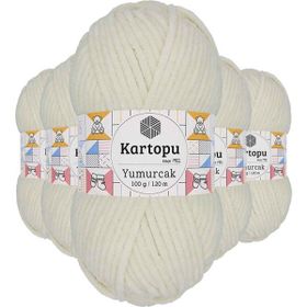 Kartopu K011 Kırık Beyaz Yumurcak Kadife 5 Adet El Örgü İpi
