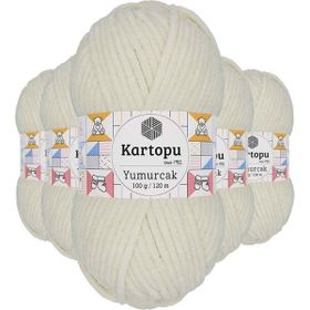 Kartopu K011 Kırık Beyaz Yumurcak Kadife 5 Adet El Örgü İpi