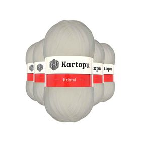 Kartopu K013 Ekru 5 Adet Kristal Çift Katlı El Örgü Lif İpi