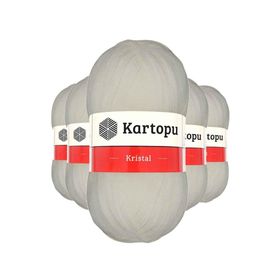 Kartopu K013 Ekru 5 Adet Kristal Çift Katlı El Örgü Lif İpi