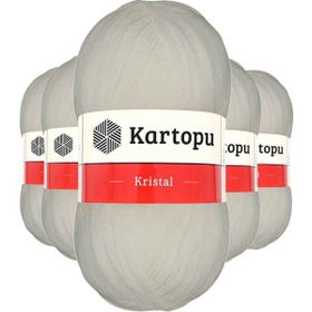 Kartopu K013 Ekru 5 Adet Kristal Çift Katlı El Örgü Lif İpi