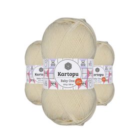 Kartopu K025 3 Adet Krem Baby One Tüylenmeyen El Örgü İpi Yünü