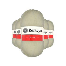 Kartopu K025 Krem 5 Adet Kristal Çift Katlı El Örgü Lif İpi