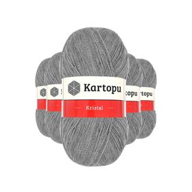 Kartopu K1001 Açık Gri 5 Adet Kristal Çift Katlı El Örgü Lif İpi
