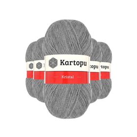 Kartopu K1001 Açık Gri 5 Adet Kristal Çift Katlı El Örgü Lif İpi