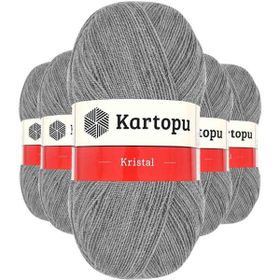 Kartopu K1001 Açık Gri 5 Adet Kristal Çift Katlı El Örgü Lif İpi
