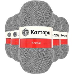 Kartopu K1001 Açık Gri 5 Adet Kristal Çift Katlı El Örgü Lif İpi