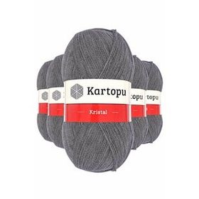 Kartopu K1002 Orta Gri 5 Adet Kristal Çift Katlı El Örgü Lif İpi