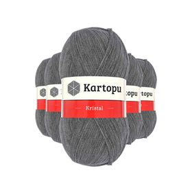 Kartopu K1002 Orta Gri 5 Adet Kristal Çift Katlı El Örgü Lif İpi