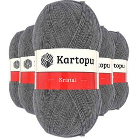 Kartopu K1002 Orta Gri 5 Adet Kristal Çift Katlı El Örgü Lif İpi