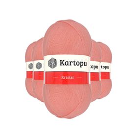 Kartopu K1217 Koyu Somon 5 Adet Kristal Çift Katlı El Örgü Lif İpi