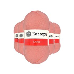Kartopu K1217 Koyu Somon 5 Adet Kristal Çift Katlı El Örgü Lif İpi