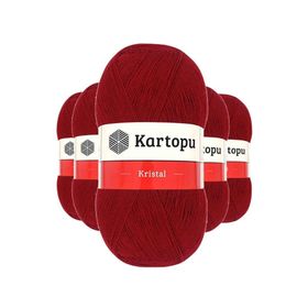 Kartopu K125 Koyu Kırmızı 5 Adet Kristal Çift Katlı El Örgü Lif İpi