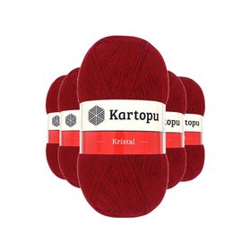 Kartopu K125 Koyu Kırmızı 5 Adet Kristal Çift Katlı El Örgü Lif İpi