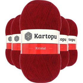 Kartopu K125 Koyu Kırmızı 5 Adet Kristal Çift Katlı El Örgü Lif İpi
