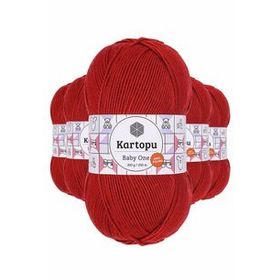 Kartopu K129 5 Adet Koyu Kırmızı Baby One Tüylenmeyen El Örgü İpi Yünü