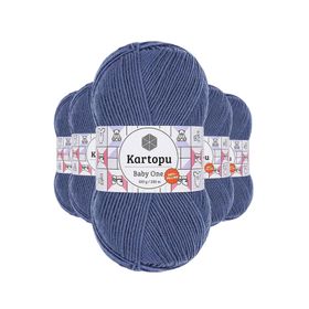 Kartopu K1533 5 Adet Koyu Mavi Baby One Tüylenmeyen El Örgü İpi Yünü
