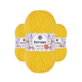Kartopu K154 3 Adet Sarı Baby One Tüylenmeyen El Örgü İpi Yünü