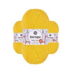 Kartopu K154 3 Adet Sarı Baby One Tüylenmeyen El Örgü İpi Yünü
