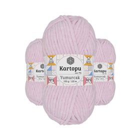 Kartopu K1562 Toz Pembe Yumurcak Kadife 3 Adet El Örgü İpi
