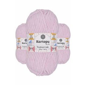 Kartopu K1562 Toz Pembe Yumurcak Kadife 3 Adet El Örgü İpi