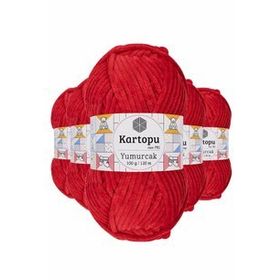 Kartopu K165 5 Adet Açık Kırmızı Yumurcak Kadife El Örgü İpi
