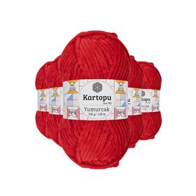 Kartopu K165 5 Adet Açık Kırmızı Yumurcak Kadife El Örgü İpi