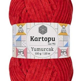 Kartopu K165 Açık Kırmızı Yumurcak Kadife El Örgü İpi