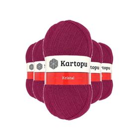 Kartopu K1794 Vişne 5 Adet Kristal Çift Katlı El Örgü Lif İpi