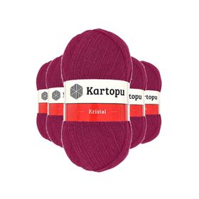 Kartopu K1794 Vişne 5 Adet Kristal Çift Katlı El Örgü Lif İpi