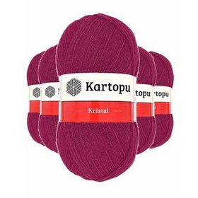 Kartopu K1794 Vişne 5 Adet Kristal Çift Katlı El Örgü Lif İpi