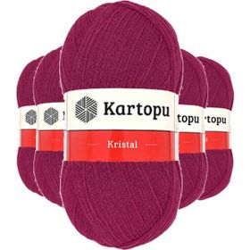 Kartopu K1794 Vişne 5 Adet Kristal Çift Katlı El Örgü Lif İpi