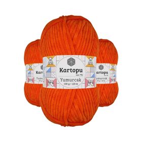 Kartopu K205 Turuncu Yumurcak Kadife 3 Adet El Örgü İpi