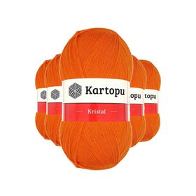 Kartopu K210 Turuncu 5 Adet Kristal Çift Katlı El Örgü Lif İpi