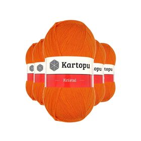 Kartopu K210 Turuncu 5 Adet Kristal Çift Katlı El Örgü Lif İpi