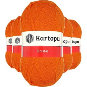 Kartopu K210 Turuncu 5 Adet Kristal Çift Katlı El Örgü Lif İpi