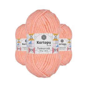 Kartopu K218 Somon Yumurcak Kadife 3 Adet El Örgü İpi