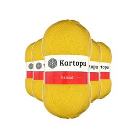 Kartopu K301 Sarı 5 Adet Kristal Çift Katlı El Örgü Lif İpi