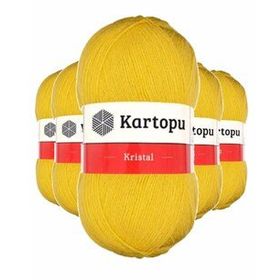 Kartopu K301 Sarı 5 Adet Kristal Çift Katlı El Örgü Lif İpi