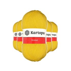 Kartopu K301 Sarı 5 Adet Kristal Çift Katlı El Örgü Lif İpi