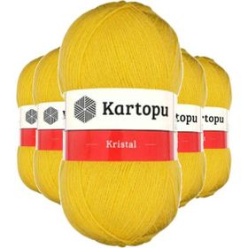 Kartopu K301 Sarı 5 Adet Kristal Çift Katlı El Örgü Lif İpi
