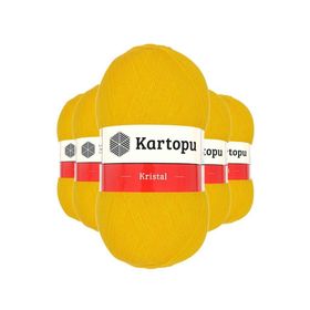 Kartopu K320 Koyu Sarı 5 Adet Kristal Çift Katlı El Örgü Lif İpi