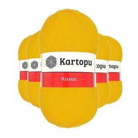 Kartopu K320 Koyu Sarı 5 Adet Kristal Çift Katlı El Örgü Lif İpi